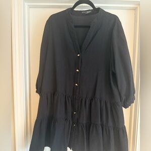 Soon Black Tiered Button-Front Maternity Dress (Missing Button)